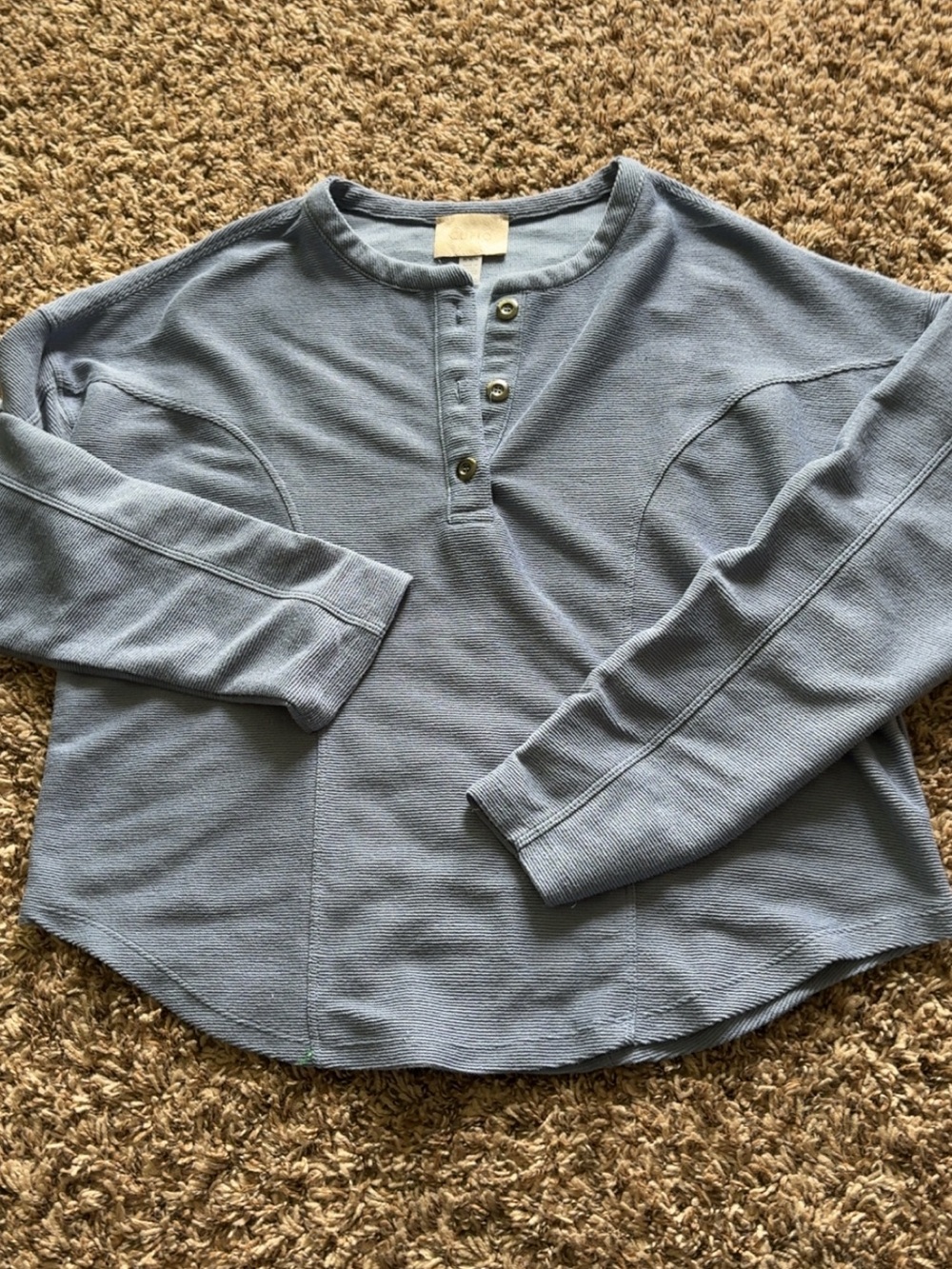 Cupio Light Blue Henley Long Sleeve Top